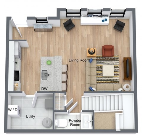 Floor plan for 2 beds, 2.5 baths, 1388 sqft
